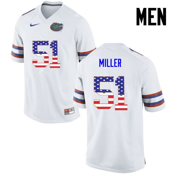 NCAA Florida Gators Ventrell Miller Men's #51 USA Flag Fashion Nike White Stitched Authentic College Football Jersey NSC8764JQ